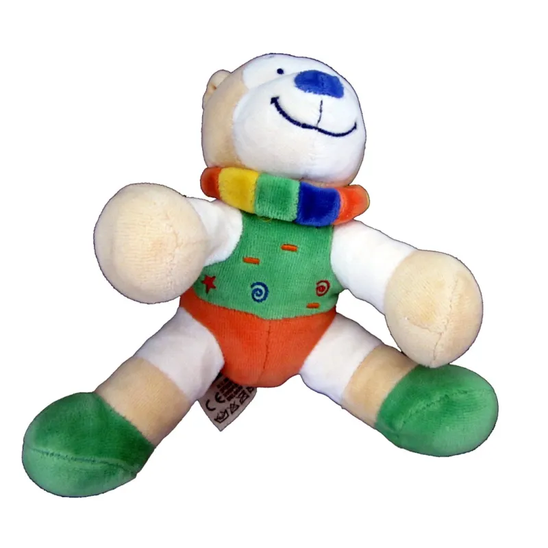 NICOTOY DOUDOU PANTIN OURS VERT/ORANGE