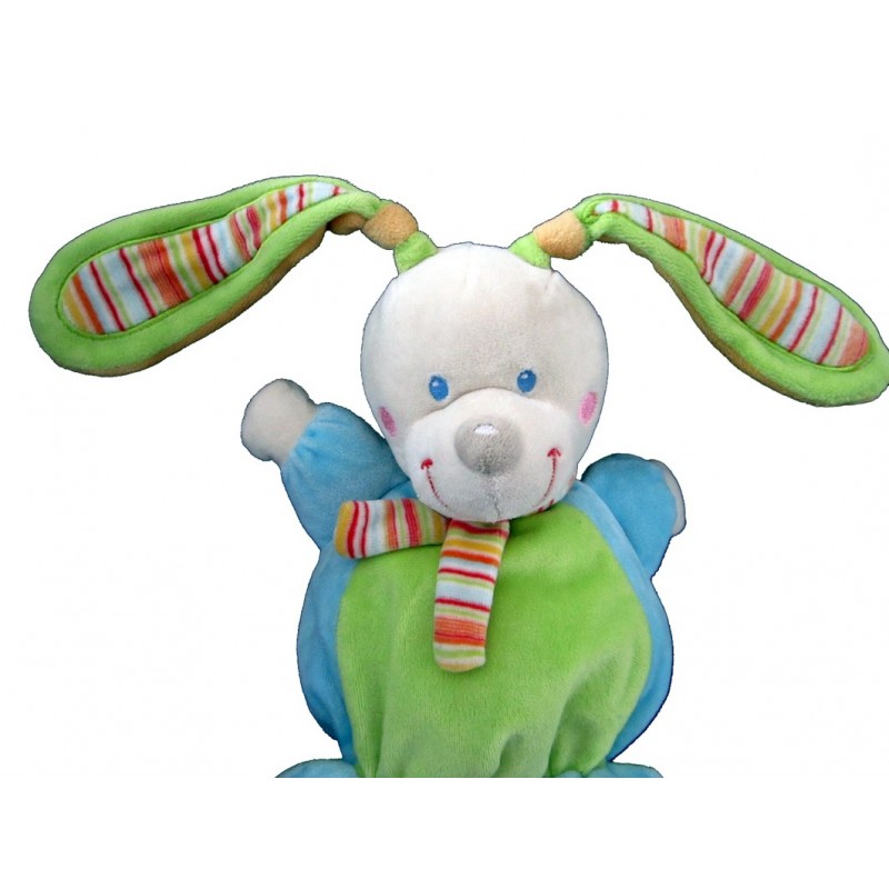 Mots d'enfants - Doudou Mots d'enfants chien vert bleu pois 30cm