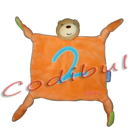 Kaloo Doudou plat ours orange collection 123 brodé 2
