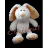 DOUDOU PELUCHE LAPIN BLANC OREILLES ORANGE GIPSY