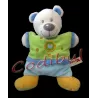 NICOTOY DOUDOU semi plat ours bleu vert coeur brodé