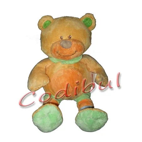 BENGY Doudou ours orange vert bleu