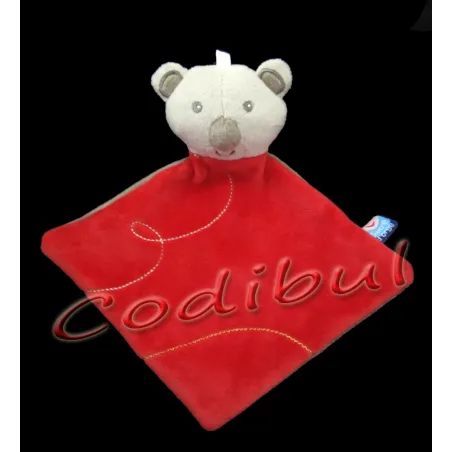 SUCRE D'ORGE Doudou plat ours koala rouge