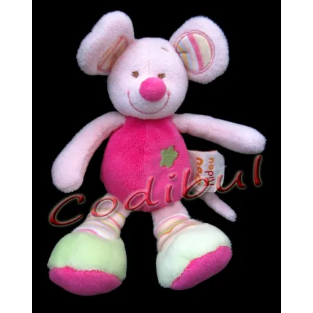 DOUKIDOU Doudou souris rose fleur