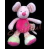 DOUKIDOU Doudou souris rose fleur