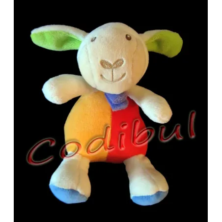 PARADISE TOYS doudou mouton agneau rouge orange hochet