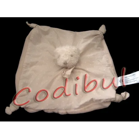 J-Line Doudou plat ours beige petits pois