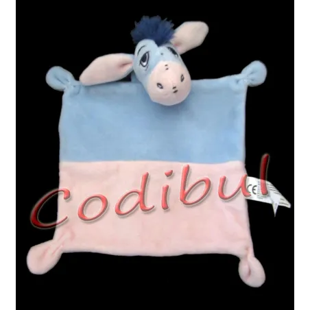NICOTOY DISNEY Doudou plat carré bleu rose Bourriquet
