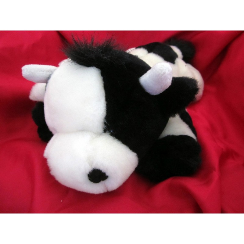 Doudou Peluche Vache Noire Et Blanche Nicotoy