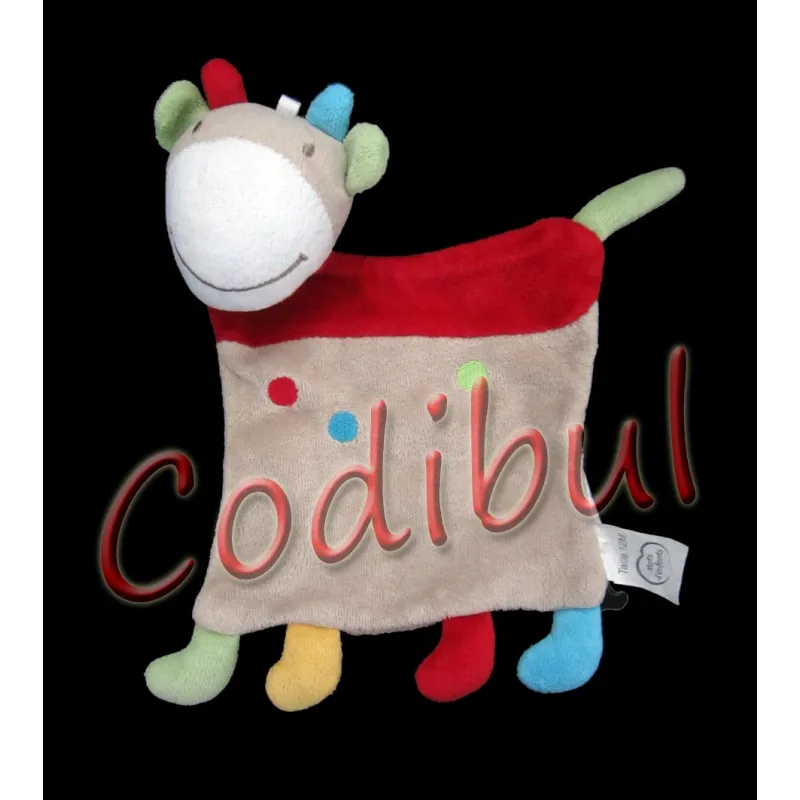 MOTS D'ENFANTS Doudou plat vache à pois