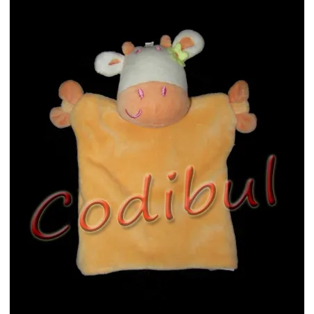 SIPLEC doudou marionnette vache orange