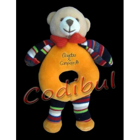 DOUDOU ET COMPAGNIE Doudou ours hochet orange