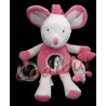 SUCRE D'ORGE Doudou souris rose hochet miroir