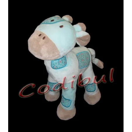 TAPE A L'OEIL doudou GIRAFE bleu taches fleurs