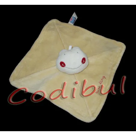 SUCRE D'ORGE Doudou plat jaune grenouille