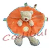 NICOTOY Doudou plat ours sweat capuche orange bleu