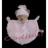 NICOTOY Doudou plat ours rose coccinelle brodée