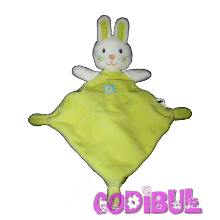 VETIR GEMO Doudou plat lapin jaune et blanc