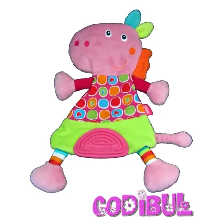 BABYSUN Doudou dentition dinosaure rose vert