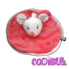 SUCRE D'ORGE Doudou plat rond souris rose