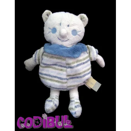 TAPE A L'OEIL doudou chat rayé blanc bleu