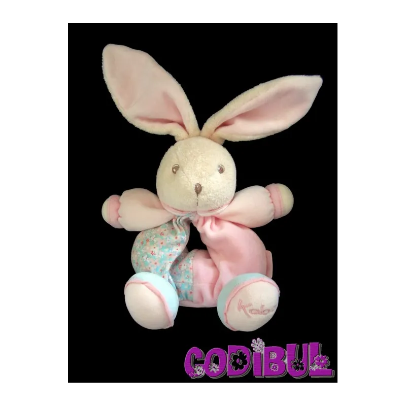KALOO Doudou Lapin hochet lilirose fleurs rose