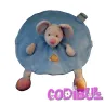 NATTOU Doudou plat rond souris bleu escargot brodé