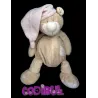DOUKIDOU Doudou ours beige bonnet rose coeur 