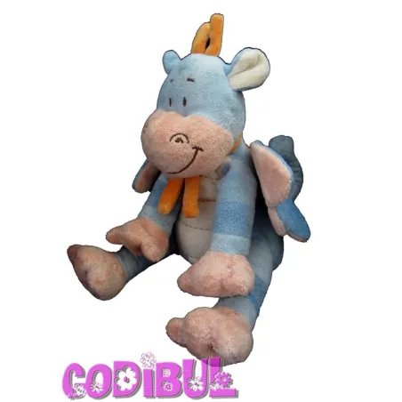 KIABI Doudou dragon bleu orange