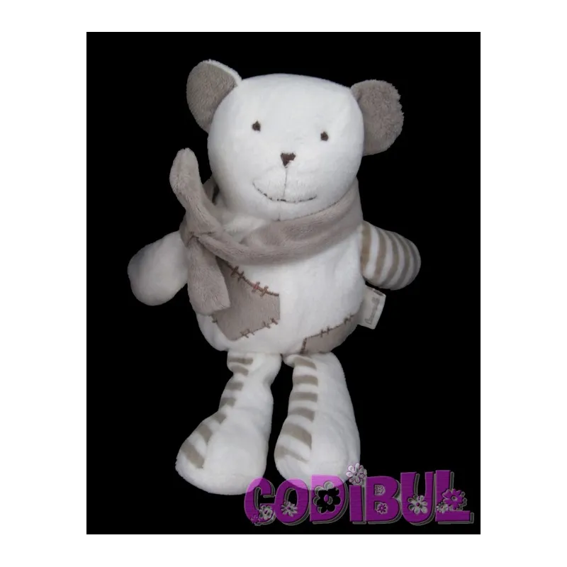 Doudou ours blanc et gris caramella