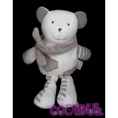 Doudou ours blanc et gris caramella
