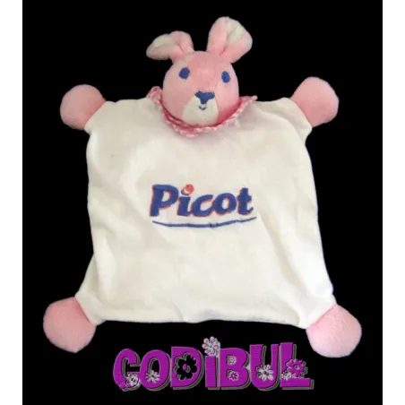 PICOT doudou plat lapin rose