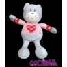 AJENA Doudou chat gris rose coeur hochet