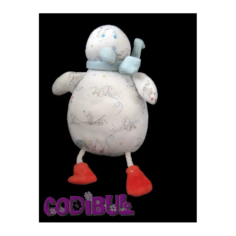 PETIT BATEAU Doudou boule pingouin blanc igloo