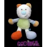 BEBEREVE Doudou chat blanc vert bleu orange