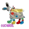 MOTS D'ENFANTS Doudou plat lapin gris beige jaune pattes multicolores