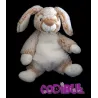 NICOTOY Doudou semi plat lapin fourrure marron ventre blanc