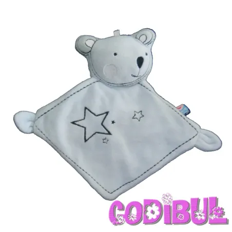 SUCRE D'ORGE Doudou plat ours koala bleu étoiles