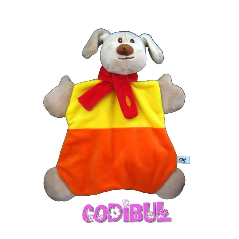 CREDIT AGRICOLE Doudou plat chien orange jaune
