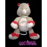 BENGY Doudou musical rhinocéros beige rouge