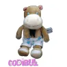 CARRE BLANC Doudou hippopotame short à pois bleu