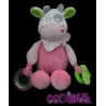 MOTS D'ENFANTS Doudou vache rose blanche pois hochet