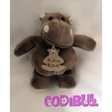 HISTOIRE D'OURS Doudou hippopotame marron