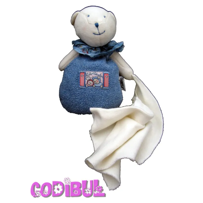 Moulin Roty Doudou ours bleu mouchoir Lila et patachon
