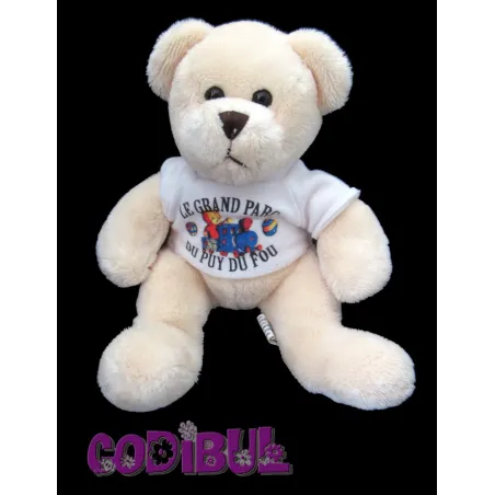 Doudou peluche ours crème parc du puy du fou