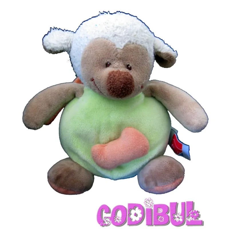 INFLUX Doudou musical mouton vert orange
