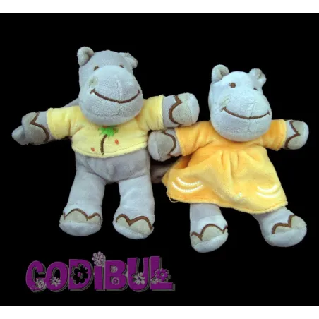 INFLUX CORA lot couple d'hippopotames gris
