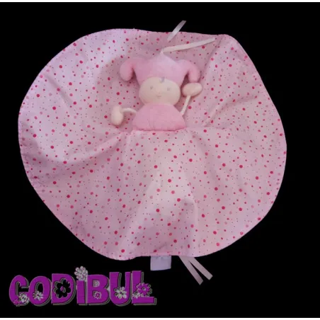COROLLE doudou vice-versa lutin rose et vert à pois grelot