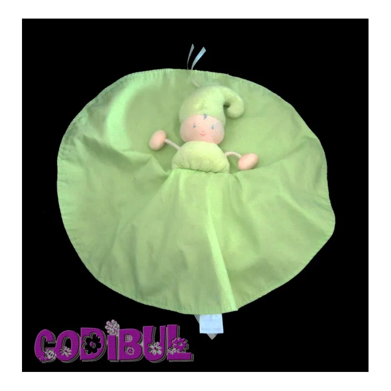 COROLLE doudou vice-versa lutin rose et vert à pois grelot