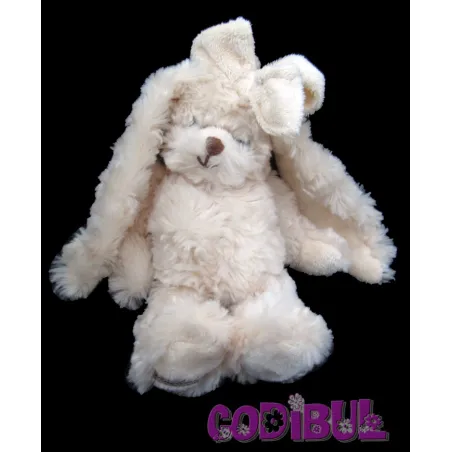 BUKOWSKI peluche doudou lapin beige noeud
